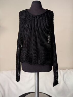 NWOT Black Open-Knit Women's Sweater
